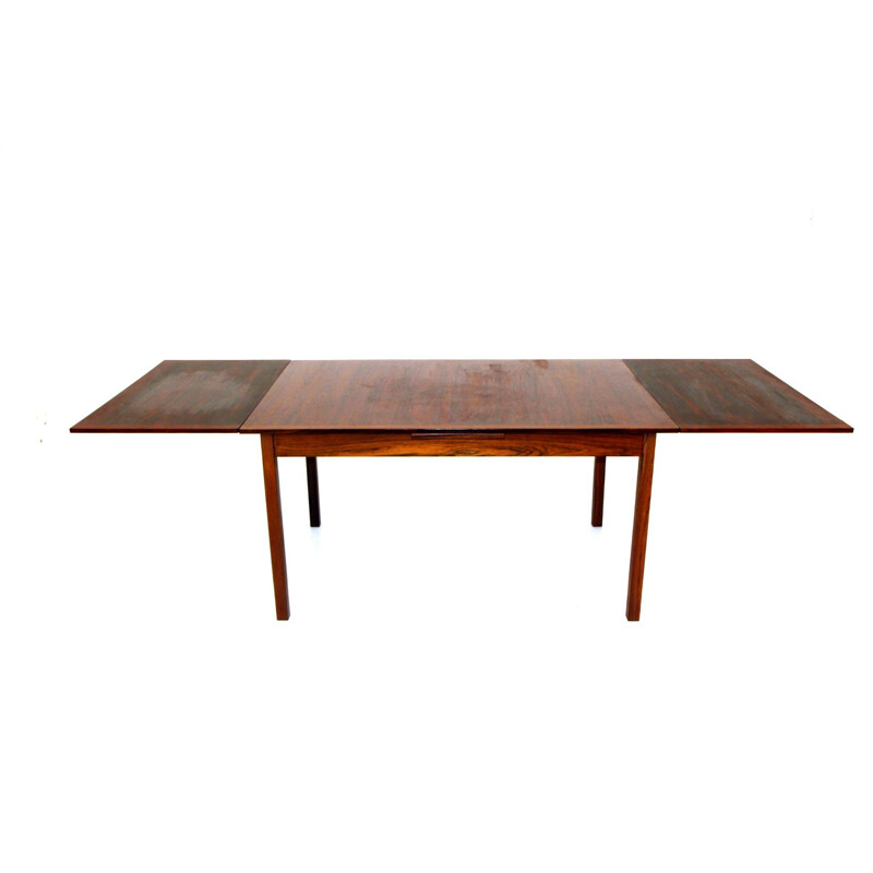 Table vintage avec plateaux rétractables en palissandre