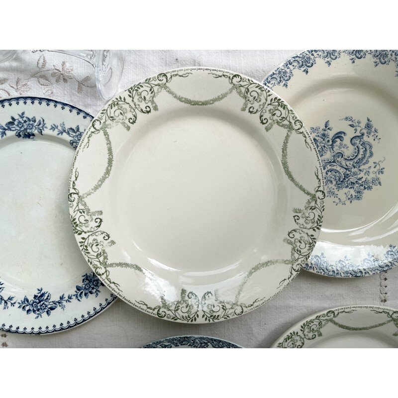 Set of 6 vintage earthenware and porcelain plates