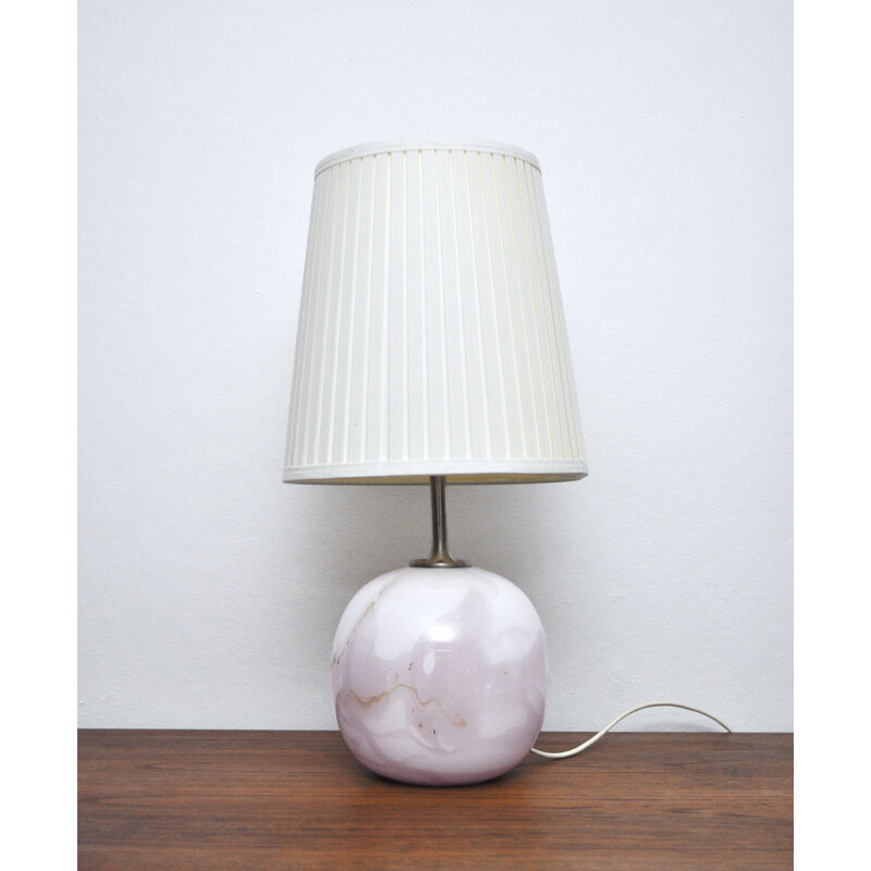 Lampada da tavolo vintage in vetro bianco di Michael Bang per Holmegaard Glasværk, 1985