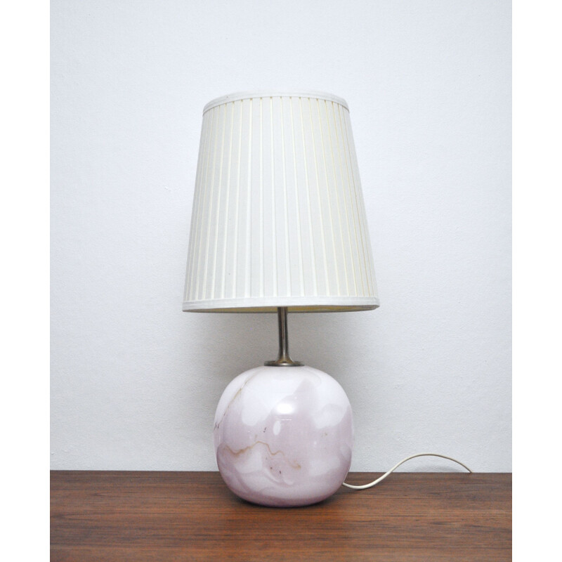 Vintage witte glazen tafellamp van Michael Bang voor Holmegaard Glasværk, 1985