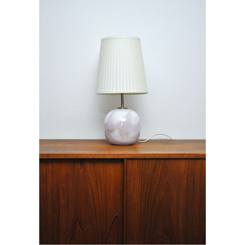 Vintage white glass table lamp by Michael Bang for Holmegaard Glasværk, 1985