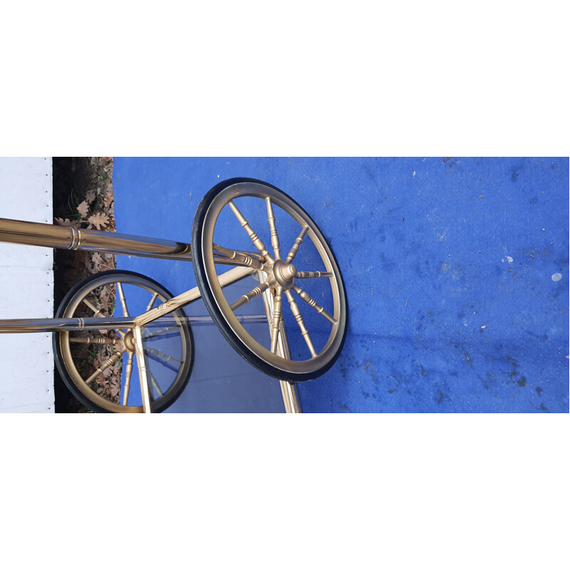 Chariot vintage en verre fumé