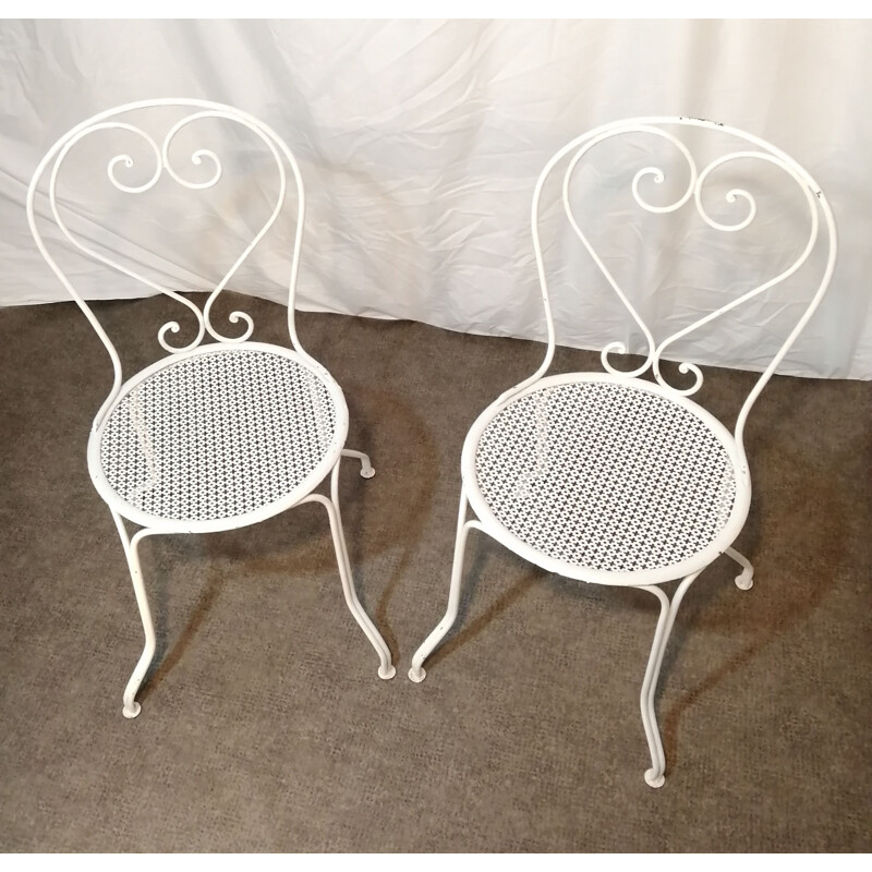 Pair of vintage wrought iron chairs by Mathieu Mategot, 1940