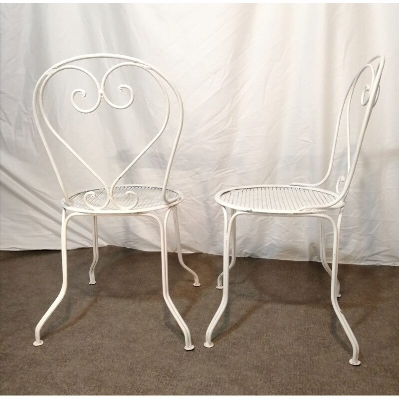 Paire de chaises vintage en fer forgé par Mathieu Mategot, 1940