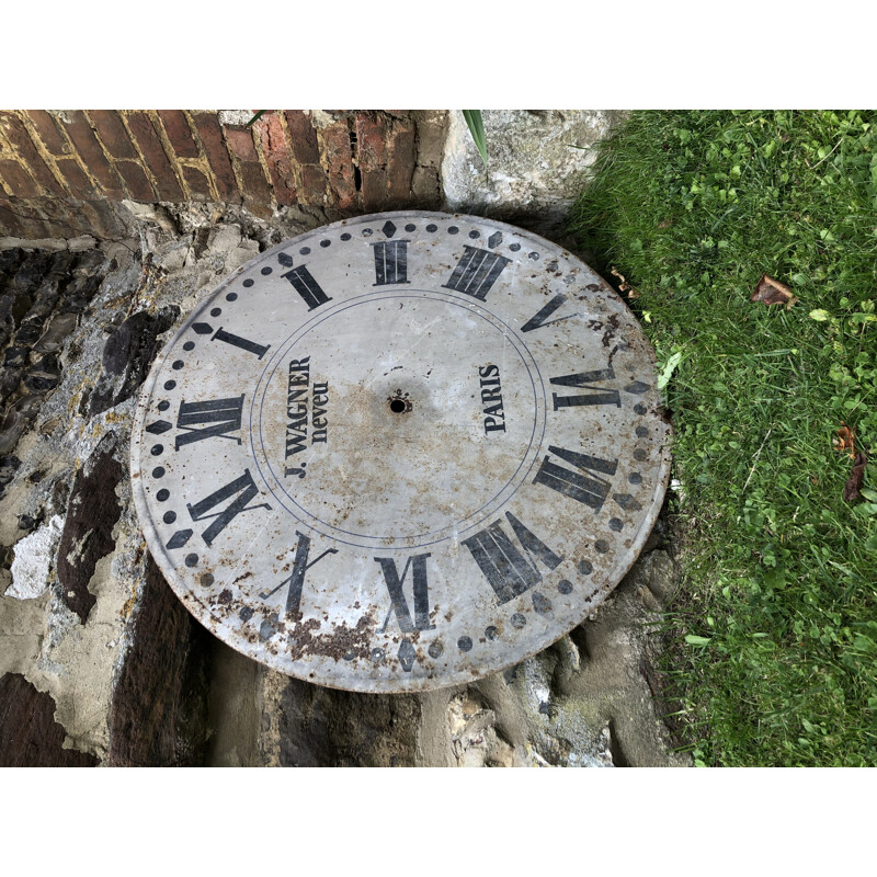 Vintage painted sheet metal building clock face