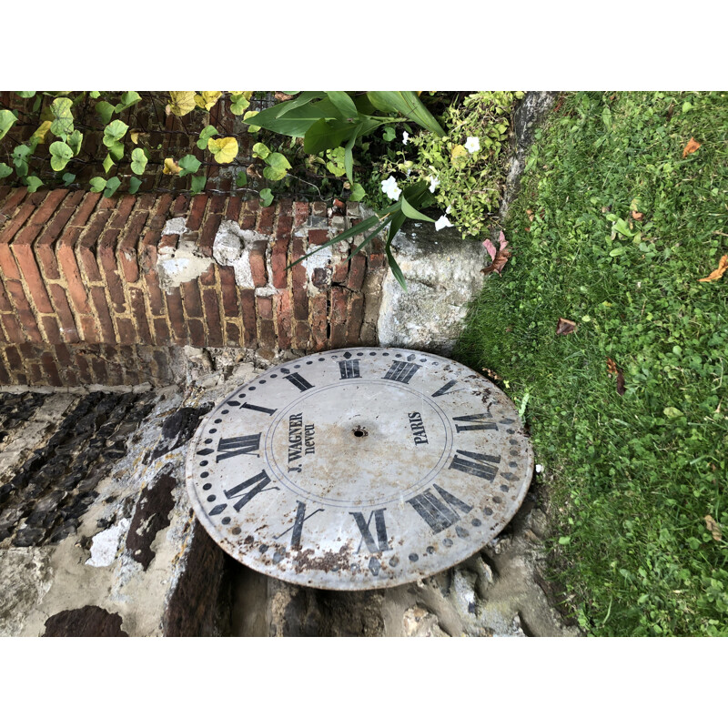 Vintage painted sheet metal building clock face