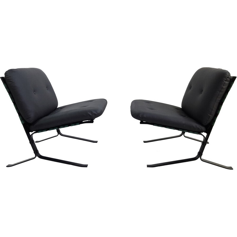 Pair of Airborne low chairs in leatherette, Olivier MOURGUE - 1960s