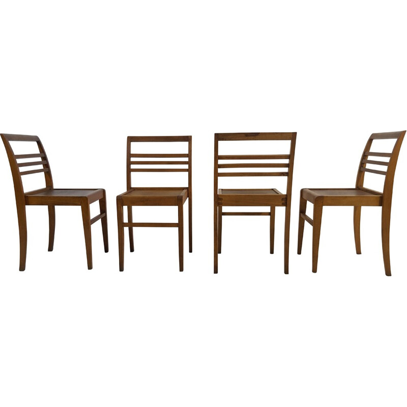 Set of 4 chairs in beech wood, René GABRIEL - 1950s