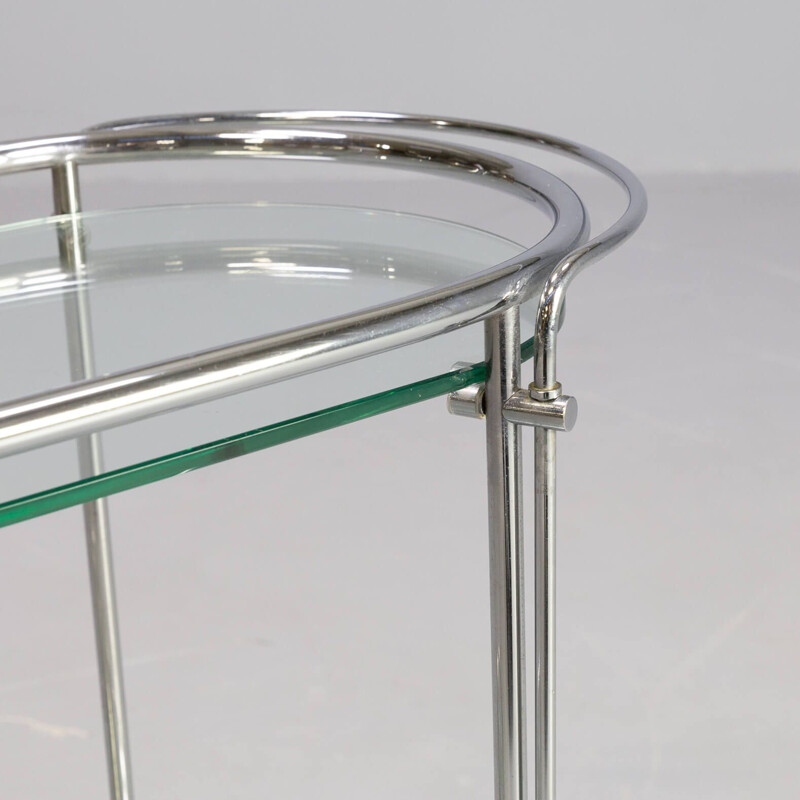 Vintage serving trolley in chrome and glass for Gallotti & Radice, 1970s