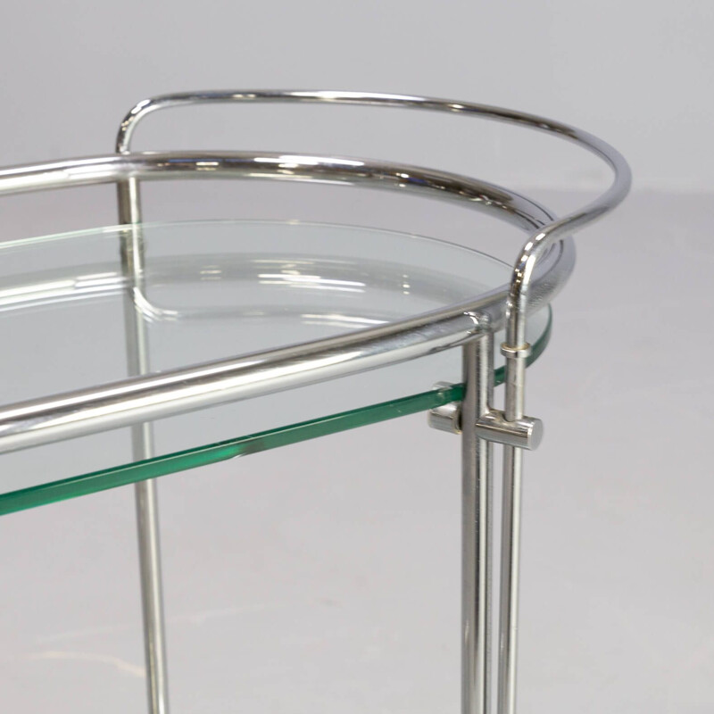 Vintage serving trolley in chrome and glass for Gallotti & Radice, 1970s