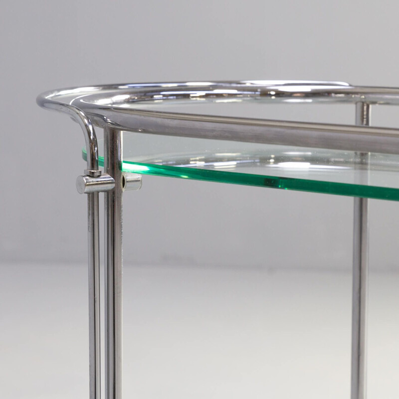 Vintage serving trolley in chrome and glass for Gallotti & Radice, 1970s