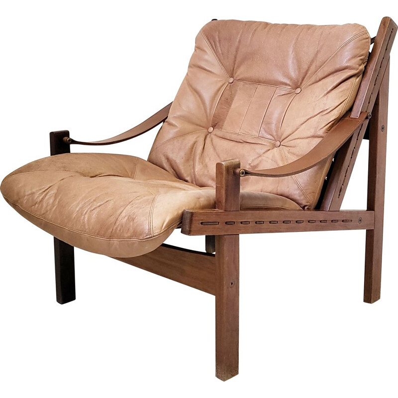 Vintage-Sessel aus Palisanderholz und Leder von Torbjorn Afdal, 1960