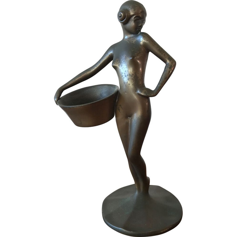 Vintage-Statuette Die Waschfrau aus Bronze