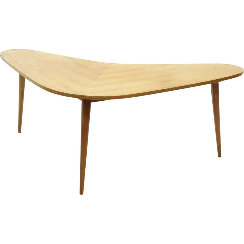 Vintage boomerang desk table in birch, 1950s