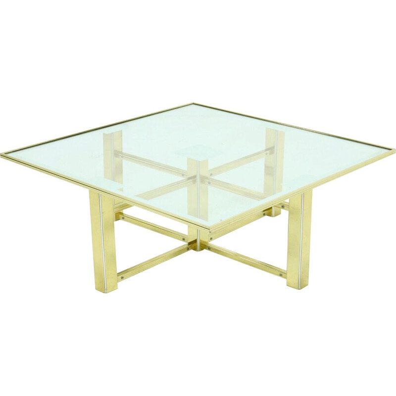 Vintage regency glazen salontafel, Frankrijk 1970