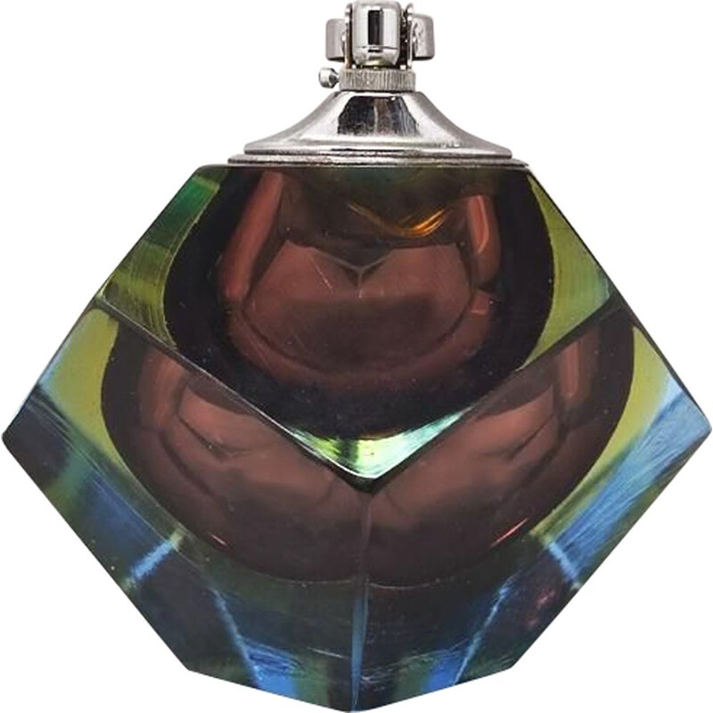 Vintage table lighter in Murano Sommerso glass by Flavio Poli for Seguso, Italy 1960s