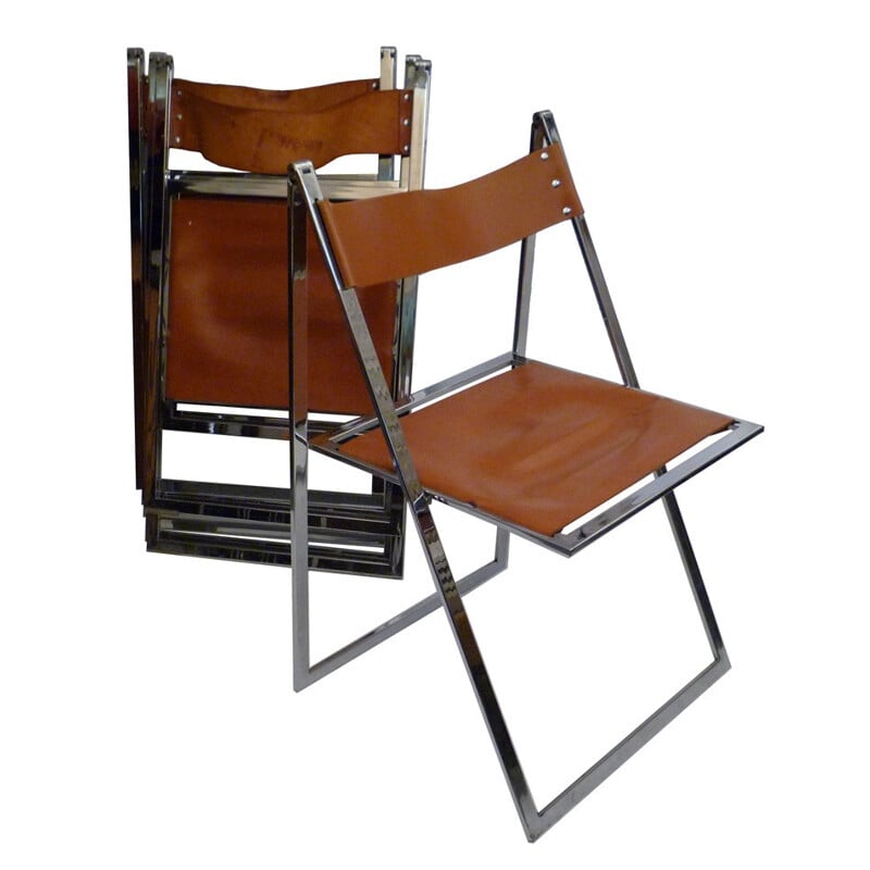 4 chaises pliantes "Elios", FONTONI & GERACI - années 60