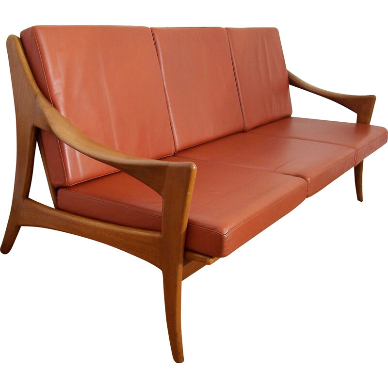 De Ster Gelderland sofa in teak and leather - 1950s