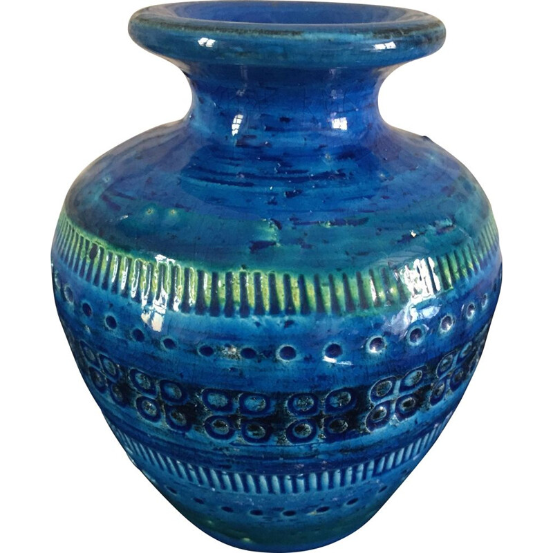 Blaue Vintage-Vase von Aldo Londi für Bitossi