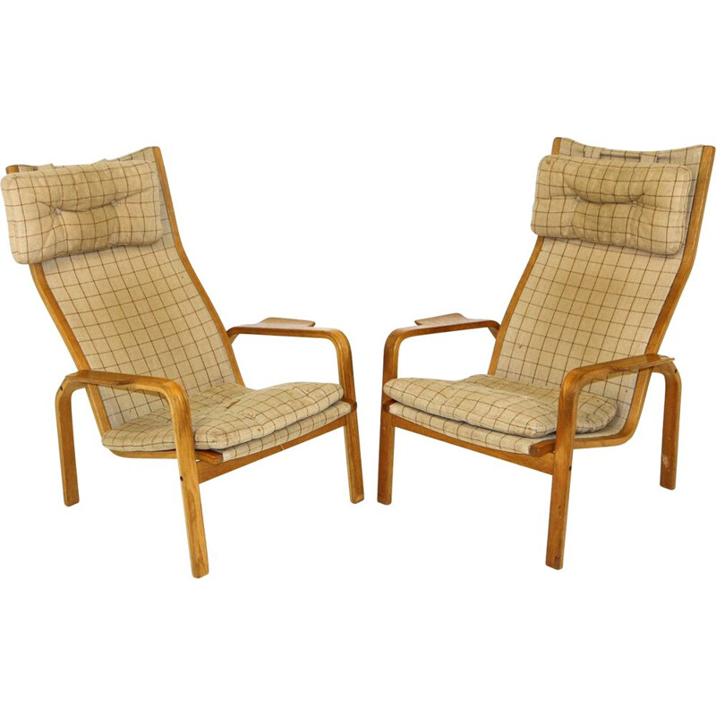 Pair of vintage armchairs by Yngve Ekström for Swedese, Sweden 1960