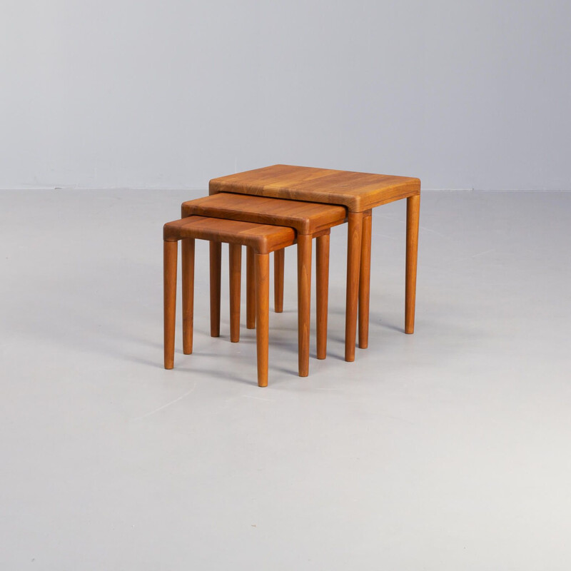 Vintage teak nesting tables for Dyrlund, 1960s