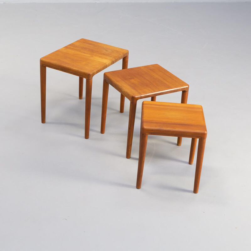 Vintage teak nesting tables for Dyrlund, 1960s