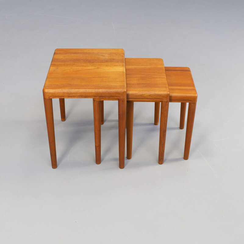 Vintage teak nesting tables for Dyrlund, 1960s