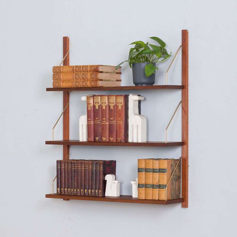 Mid century wall unit with three shelves, Denmark, 1960s