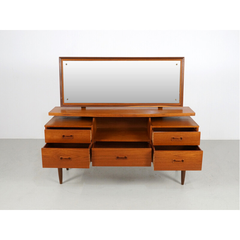 Danish dressing table in teak with mirror - 1960s