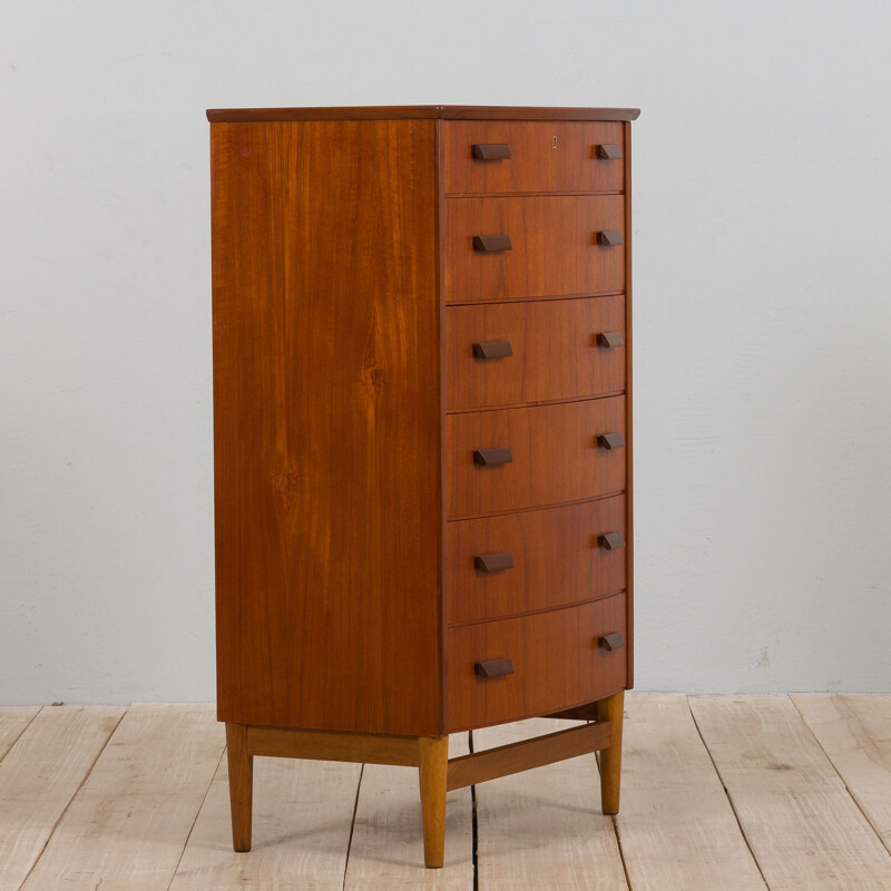 Vintage curved front Danish chest of drawers, 1960s