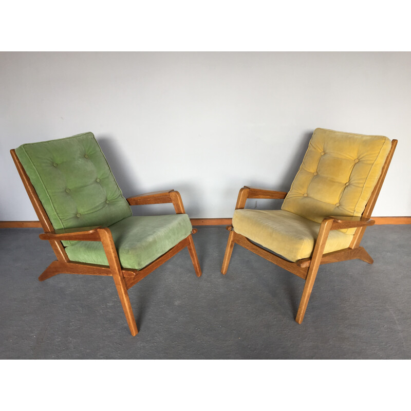Pair of "FS 105" Airborne armchairs, Pierre GUARICHE  - 1950s