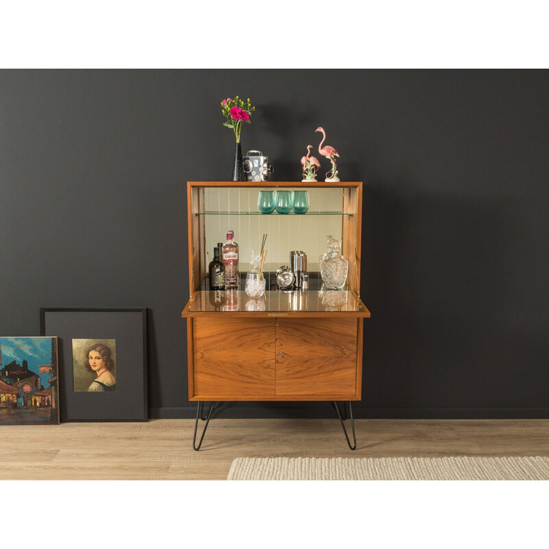 Vintage walnut bar cabinet, Germany 1950s