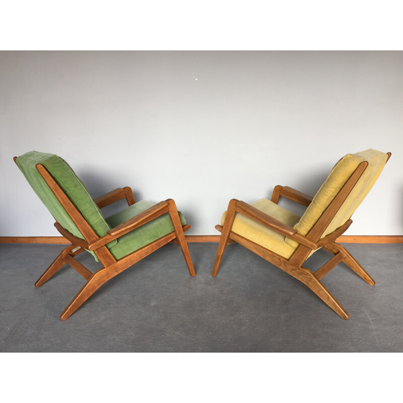 Pair of "FS 105" Airborne armchairs, Pierre GUARICHE  - 1950s