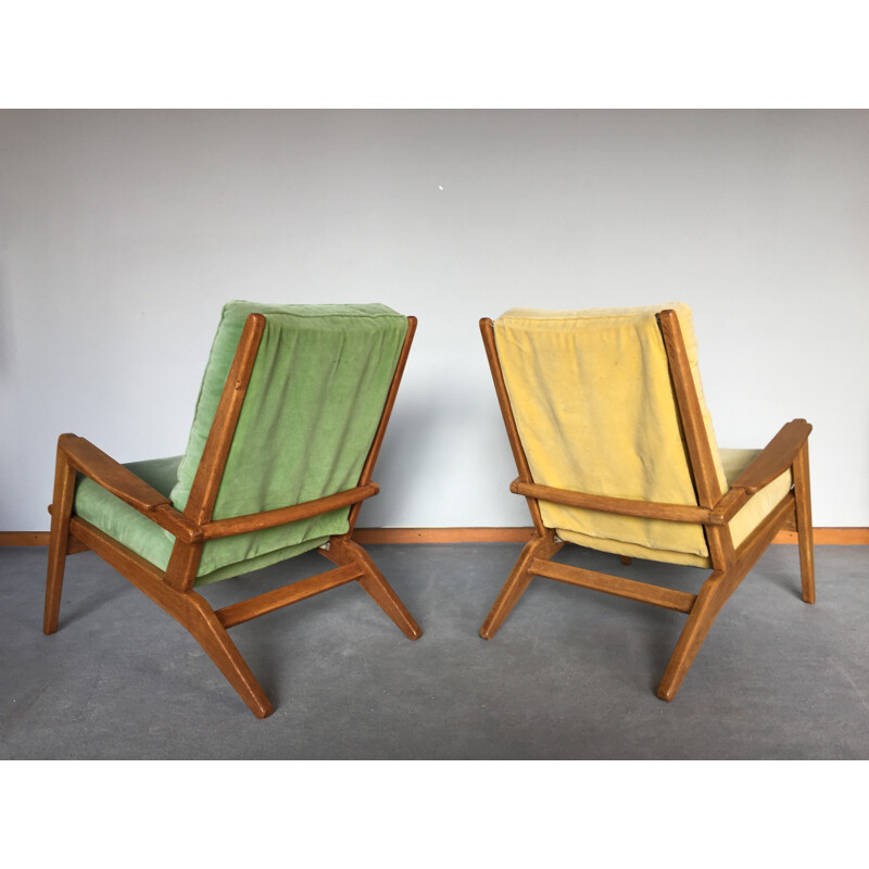 Pair of "FS 105" Airborne armchairs, Pierre GUARICHE  - 1950s