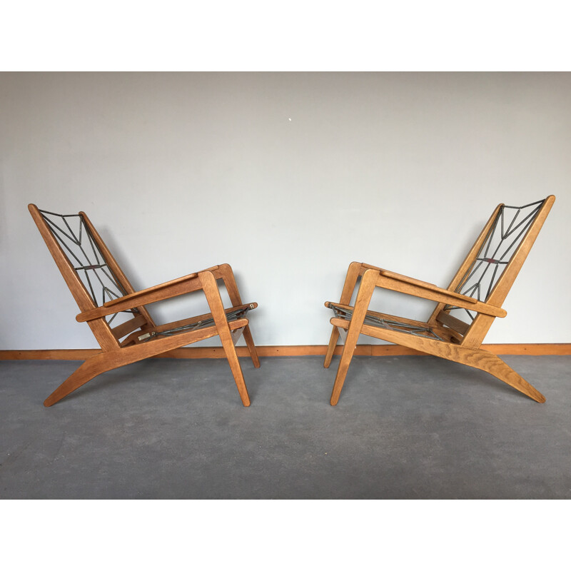 Pair of "FS 105" Airborne armchairs, Pierre GUARICHE  - 1950s