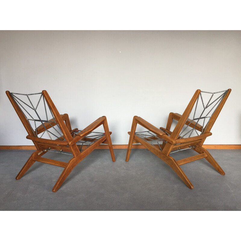 Pair of "FS 105" Airborne armchairs, Pierre GUARICHE  - 1950s