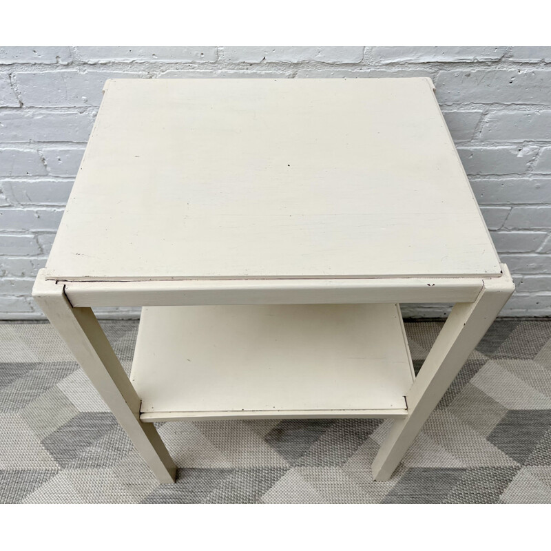 Vintage utilitarian wooden side table
