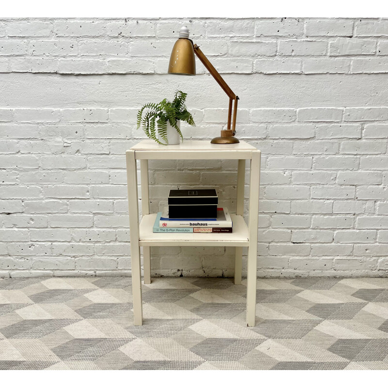 Vintage utilitarian wooden side table