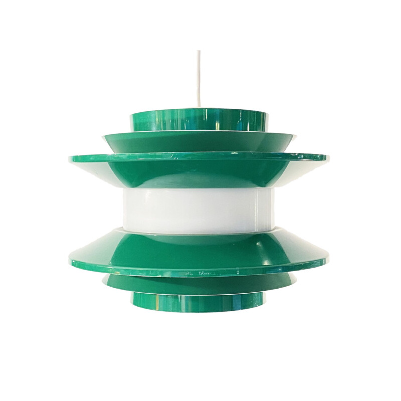 Vintage pendant lamp "Trava" green version by Carl Thore for Granhaga Metallindustri, Sweden 1970s