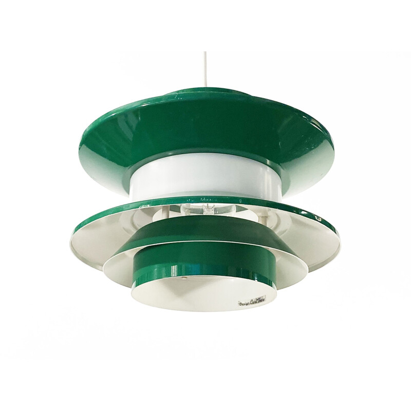 Vintage pendant lamp "Trava" green version by Carl Thore for Granhaga Metallindustri, Sweden 1970s