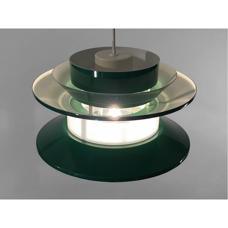 Vintage pendant lamp "Trava" green version by Carl Thore for Granhaga Metallindustri, Sweden 1970s