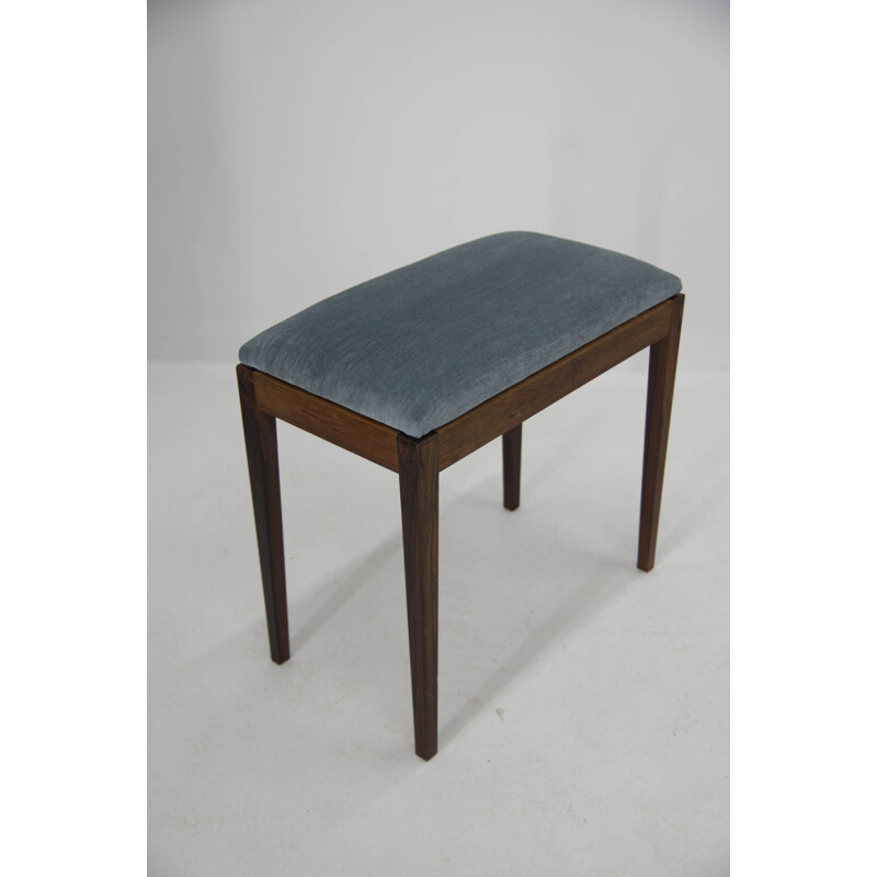 Vintage stool in wood and fabric, Denmark 1960