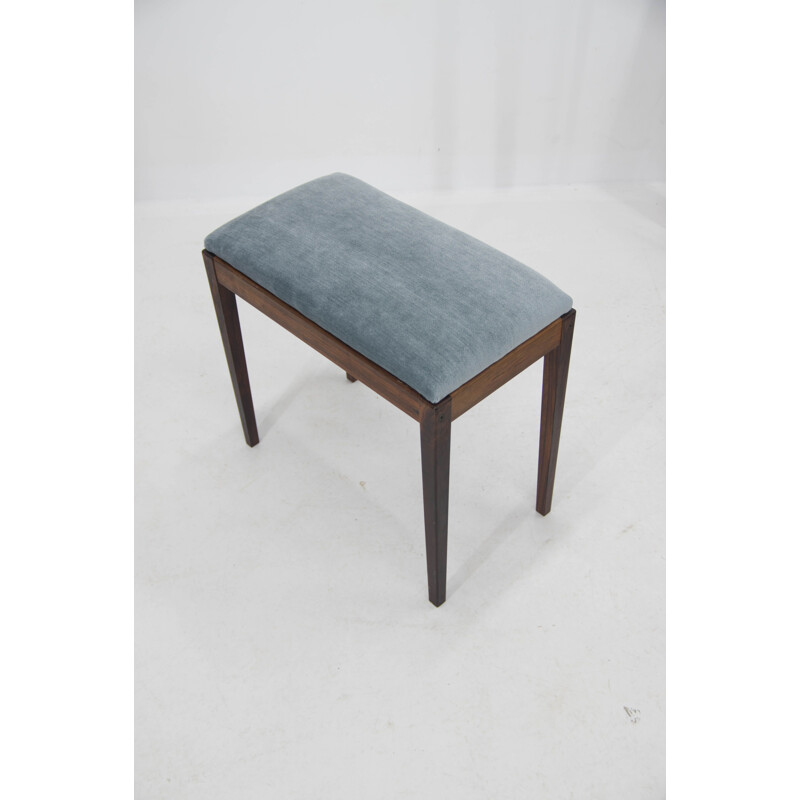 Vintage stool in wood and fabric, Denmark 1960