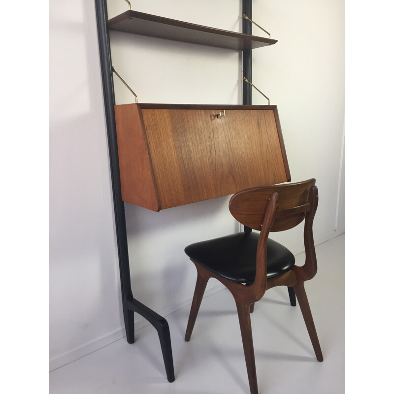 Wébé wall unit in teak, Louis VAN TEEFFELEN - 1950s