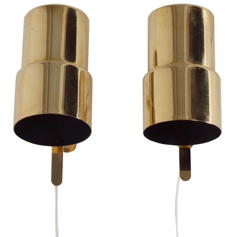 Pair of Swedish AB Markaryd wall lamps in brass, Hans Agne JAKOBSSON - 1970s