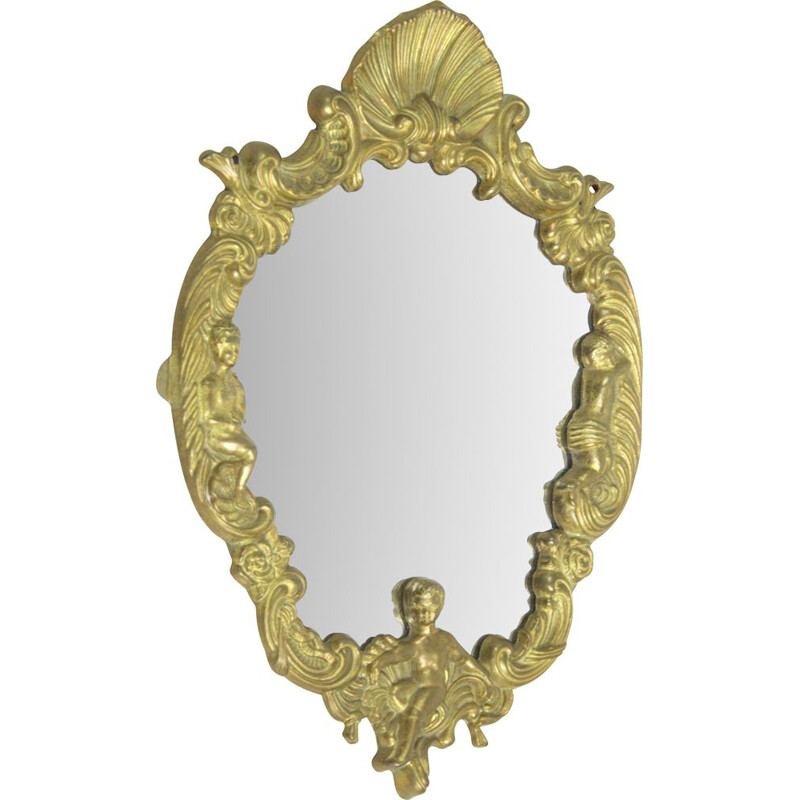 Vintage mirror in a brass frame, 1960s