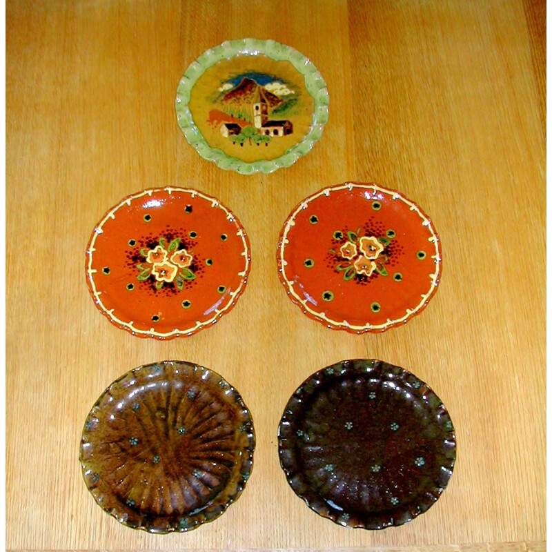 Set of 5 terra-cotta plates, Marc ROUSSEL - 1950s