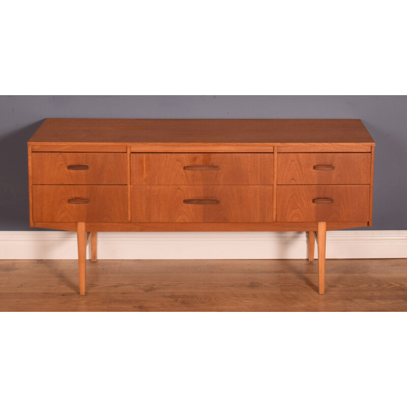 Mid century teak sideboard with six drawers by Avalon, 1960s