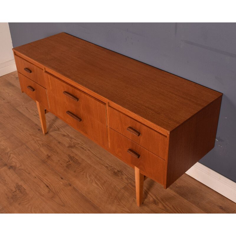 Mid century teak sideboard with six drawers by Avalon, 1960s