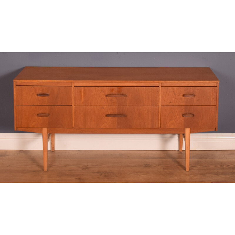 Mid century teak sideboard with six drawers by Avalon, 1960s